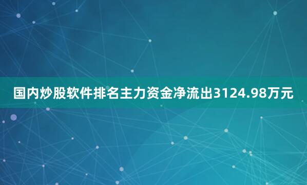 国内炒股软件排名主力资金净流出3124.98万元