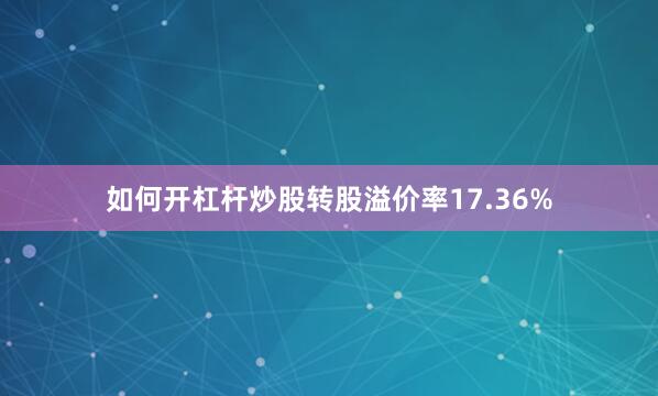 如何开杠杆炒股转股溢价率17.36%